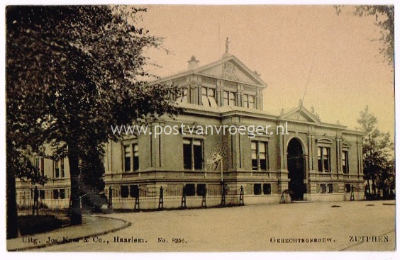 oude ansichtkaarten Zutphen: tulpkaart gerechtsgebouw rond 1900