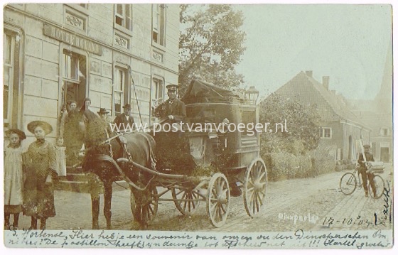 oude ansichten van Dinxperlo: laatste rit omnibus in 1904 unieke fotokaart, verzonden op 16 Oktober 1904