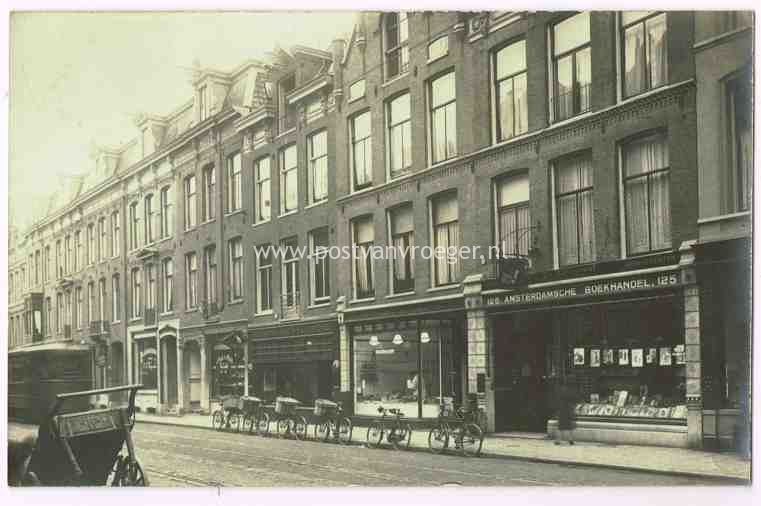 oude ansichten van Amsterdam: fotokaart Amsterdamsche boekhandel P.C.Hoofstraat 125 (180127)