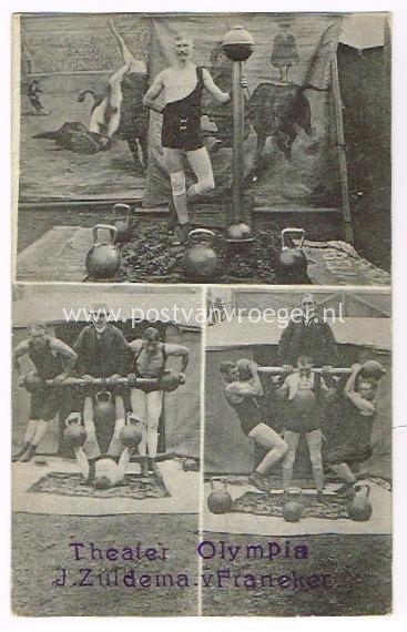 oude prentbriefkaarten Franeker: Theater Olympia circus gewichtheffers (180267)