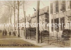oude ansichtkaarten van Souburg:  fotokaart Kanaalstraat, verzonden in 1908 (210158)