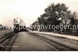 oude ansichtkaarten van Rhoon: fotokaart Tramstation met stoomtram (220041)