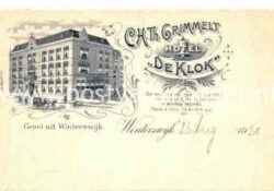 oude ansichtkaarten Winterswijk: litho C.H.Th. Grimmelt Hotel De Klok