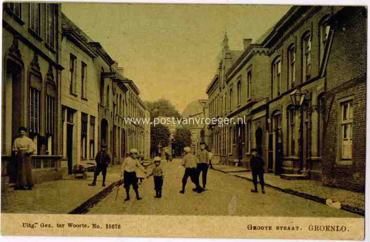 ansichtkaarten Groenlo: oude tulpkaart Groote Straat 1914