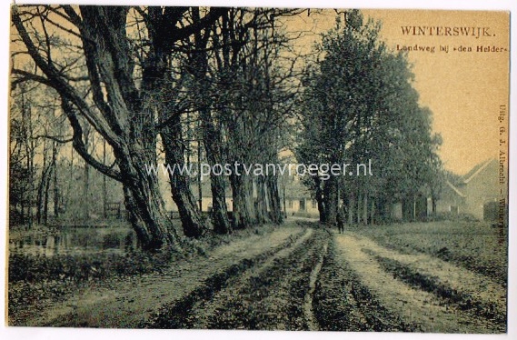 Winterswijk in oude ansichten: tulpkaart Landweg bij "Den Helder" ca 1910 (watermolen)