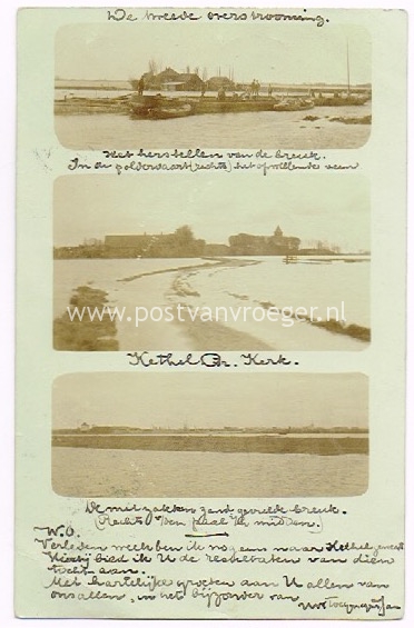oude ansichten van Kethel: fotokaart 2e overstroming 18 mei 1903 (170112)