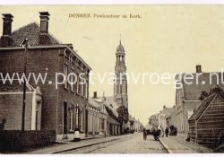 oude ansichtkaarten Dongen: tulpkaart postkantoor en kerk, verzonden in 1907 (170184)
