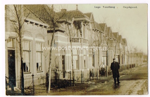 oude ansichten Oegstgeest: prachtige fotokaart Lage Voortweg 1912 (170269)