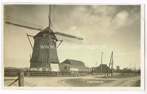 oude ansichtkaarten Hoogwoud: fotokaart molen VDL Rotatie Pers (170575)