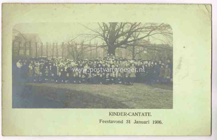 oude fotokaart Kinder Cantate Feestavond 31 Januari 1906, maar waar? Den Haag? Delft? (170765)