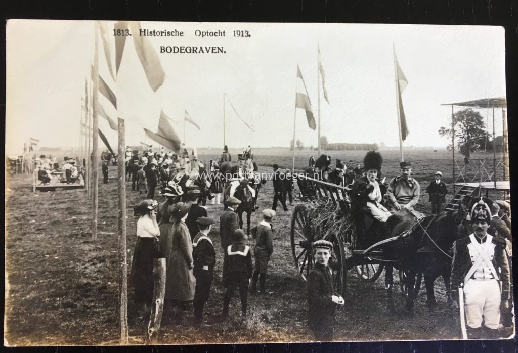 oude ansichtkaart Bodegraven: fotokaart historische optocht 1813-1913 (180159)