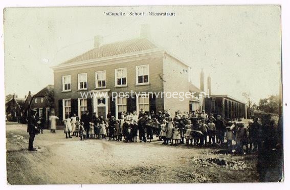 fotokaart Sprang Capelle School Nieuwstraat 1913 (180209)
