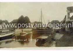 oude ansichten Dronrijp: fotokaart met binnenvaart, verzonden in 1928 (180283)