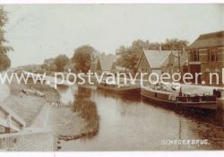 oude fotokaart Schagerbrug: mooie opname met binnenvaart (180287)