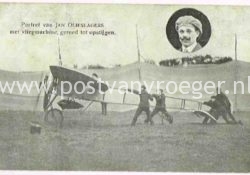 oude ansichtkaarten luchtvaart:  Jan Olieslagers, met vliegmachine, gereed tot opstijgen (190068)