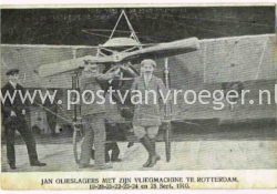 luchtvaartpionier Jan Olieslagers: met zijn vliegmachine te Rotterdam in 1910 (190070)