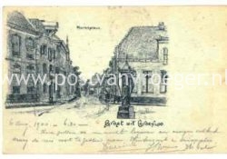 Oude litho van Groenlo: Groet uit Groenloo Marktplein, verzonden in 1900