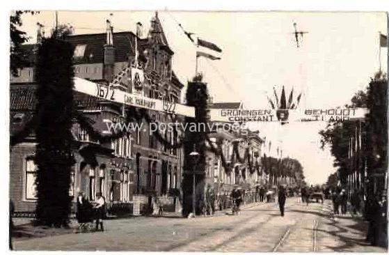 oude foto's Groningen: fotokaart feest in de stad 1672-1922 Carl Rabenhaupt  die Groningen ontzette in 1772(200063 )