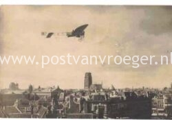 oude ansichten luchtvaart: fotokaart luchtvaartpionier Jan Olieslagers boven Rotterdam (210008)