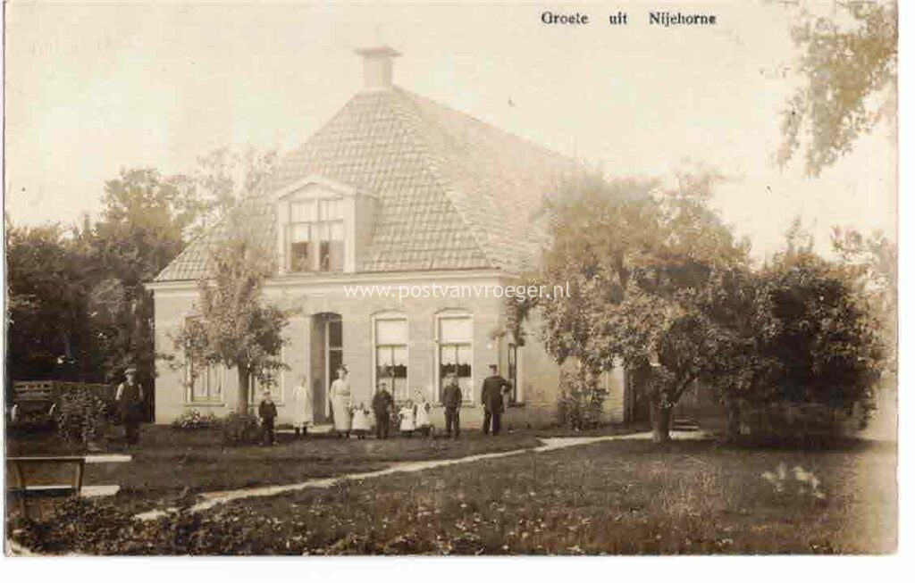 oude ansichtkaarten Nijehorne: fotokaart, verzonden in 1913 (210023)