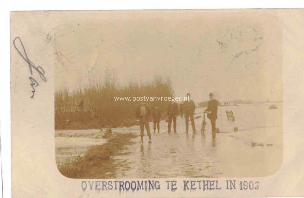 oude ansichtkaarten van Kethel bij Schiedam: overstroming, verzonden in 1903 (210035)