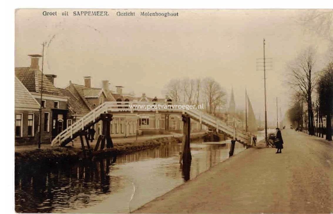 oude ansichten Sappemeer: fotokaart gezicht Molenhooghout met brug