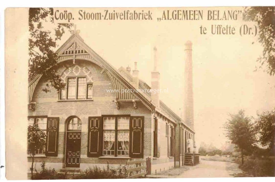 oude ansichtkaarten Uffelte: fotokaart coöp. stoom-zuivelfabriek "algemeen belang"   (210124)