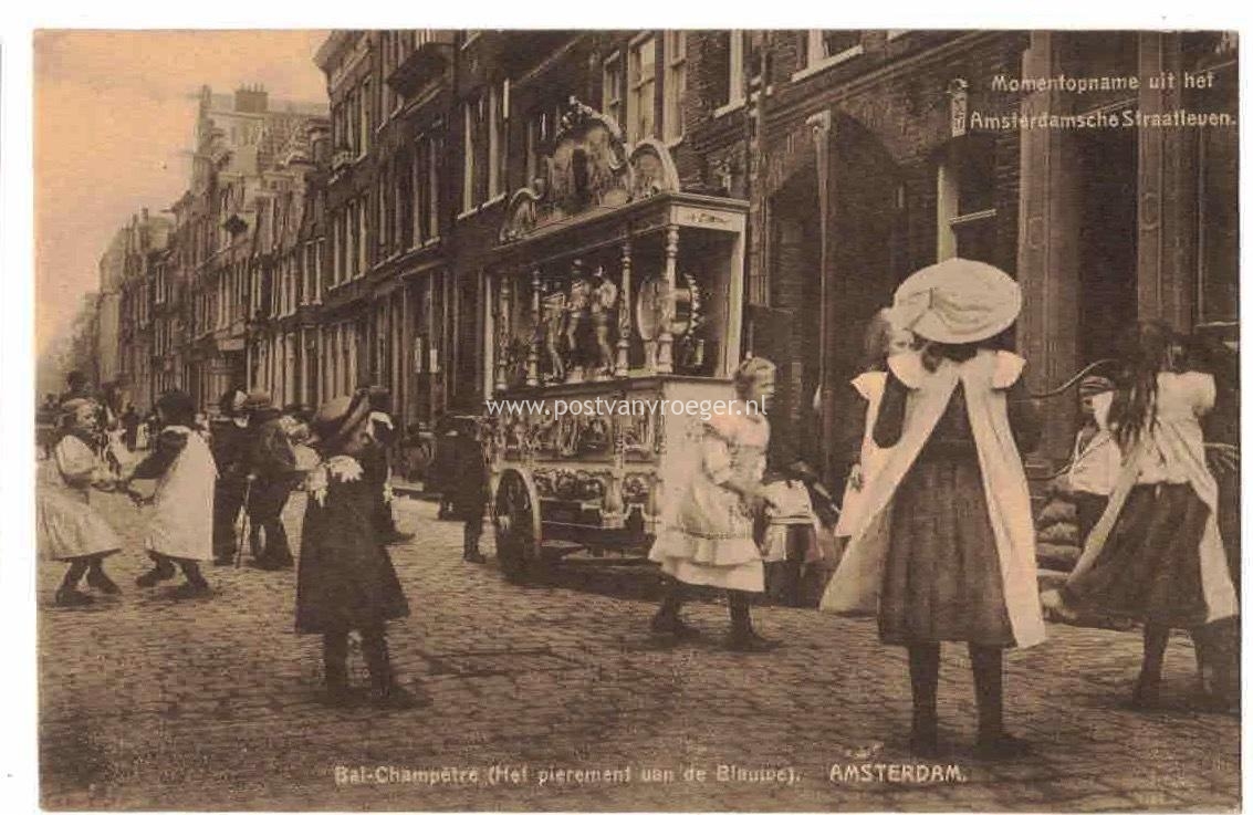 oude ansichtkaarten Amsterdam: momenten uit het Amsterdamse straatleven met draaiorgel (210180)