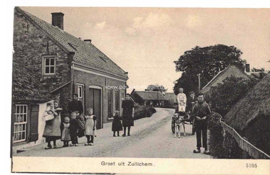 oude ansichten van Zuilichem bij Zaltbommel: veel volk en hondenkar  (220014)